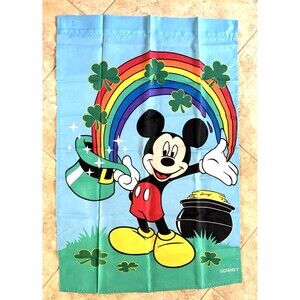 St. Patrick’s Day Mickey Mouse House Flag Pot Of Gold Rainbow 28" X 42" Disney